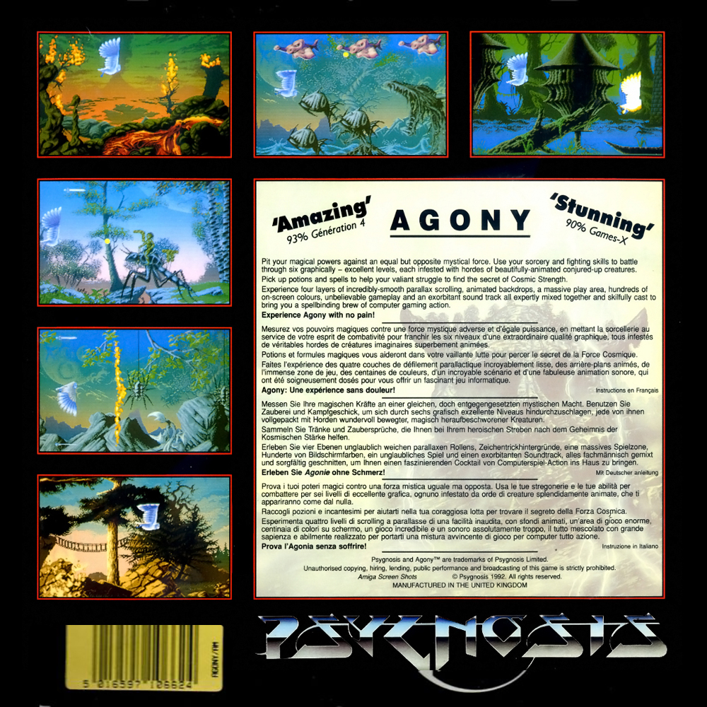 Boîte arrière du jeu Agony