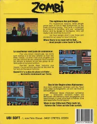 Boîte arrière du jeu Zombi