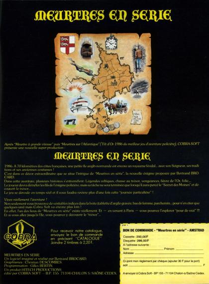Meurtres en Série Publicité Amstrad CPC