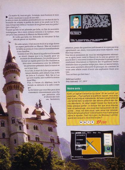 Manoir de Mortevielle, Le Test Amstrad CPC