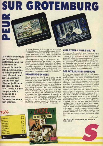 Chose de Grotemburg, La Test Amstrad CPC