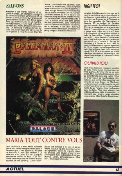Barbarian II : The Dungeon of Drax Reportage Amstrad CPC