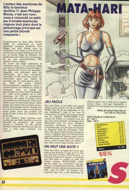 Mata Hari Test Amstrad CPC