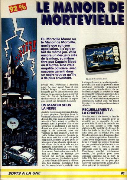 Manoir de Mortevielle, Le Test Amstrad CPC