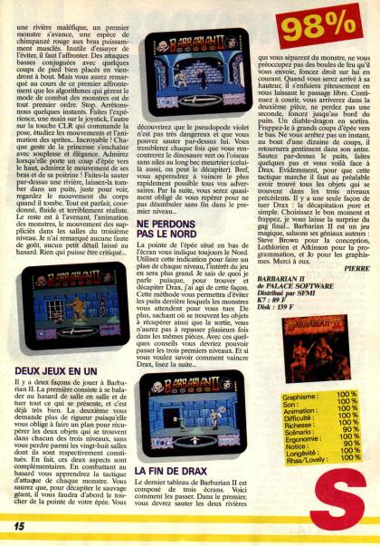 Barbarian II : The Dungeon of Drax Test Amstrad CPC