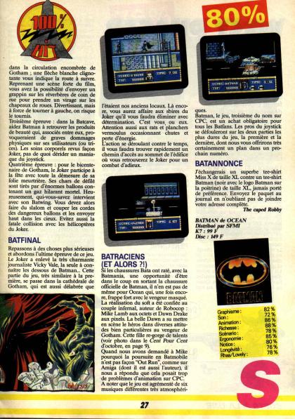 Batman The Movie Test Amstrad CPC