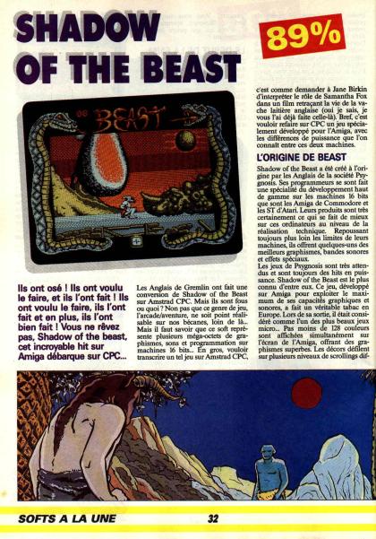 Shadow Of The Beast Test Amstrad CPC