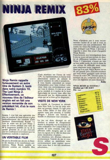 Ninja Remix Test Amstrad CPC
