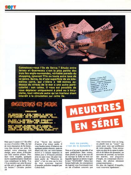 Meurtres en Série Test Amstrad CPC