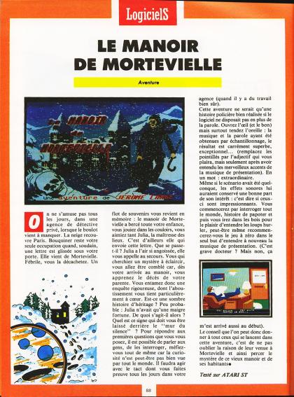 Manoir de Mortevielle, Le Test Atari ST