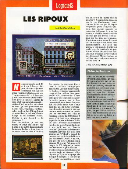 Ripoux Test Amstrad CPC