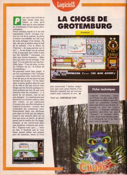 Chose de Grotemburg, La Test Amstrad CPC
