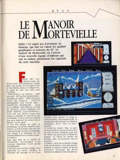Manoir de Mortevielle, Le Test Atari ST