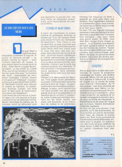 20 000 Lieues sous les Mers Test Atari ST