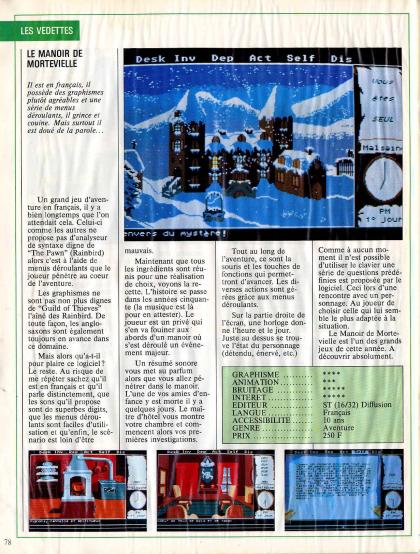 Manoir de Mortevielle, Le Test Atari ST