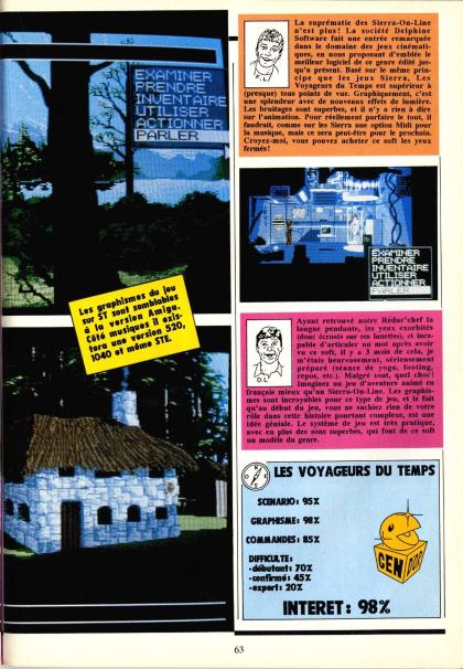 Voyageurs du Temps, Les Test Amiga
