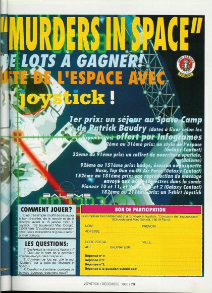 Murders in Space Concours