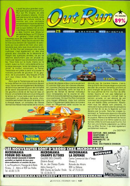 Out Run Test PC Engine