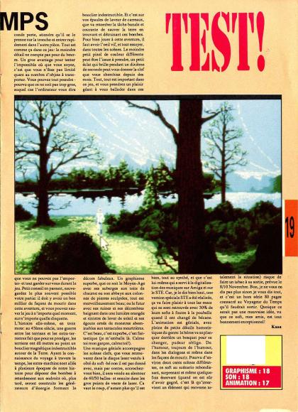 Voyageurs du Temps, Les Test Amiga