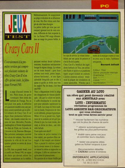 Crazy Cars II Test PC
