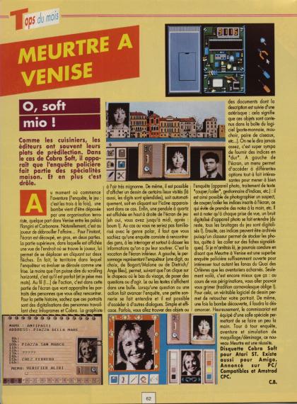 Meurtres à Venise Test Atari ST