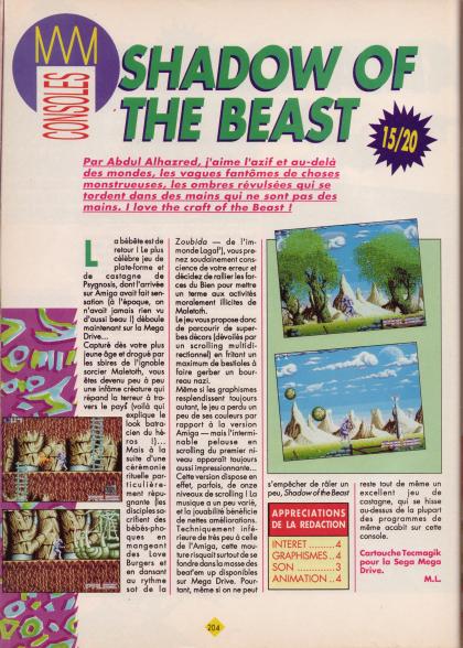 Shadow Of The Beast Test Megadrive