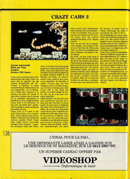 Crazy Cars II Test Atari ST