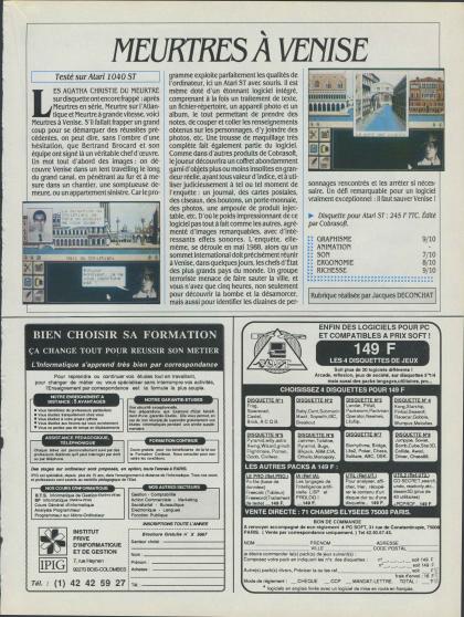 Meurtres à Venise Test Atari ST