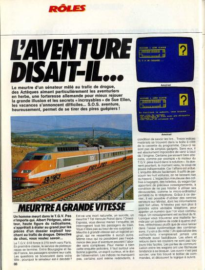 Meurtre à Grande Vitesse Test Oric-1