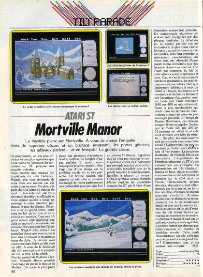 Manoir de Mortevielle, Le Test Atari ST